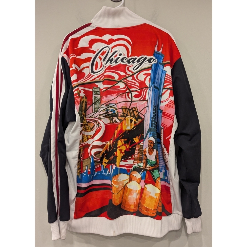 Rare Vintage Adidas Original Cities Chicago Zip Track Jacket Size XL - Picture 2 of 10